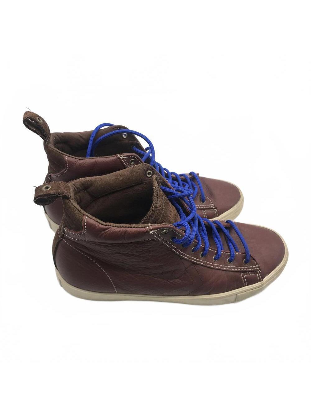 Vtg Converse 140762C CONS Shoes Mens 9 Brown Leather High Tops Blue Laces